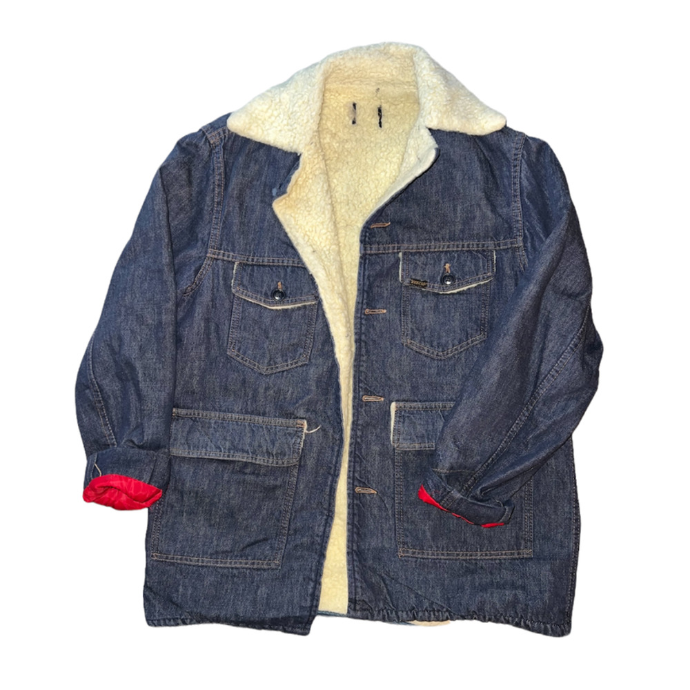 1970s-1980s Denim Jacket with Sherpa Lining Large
